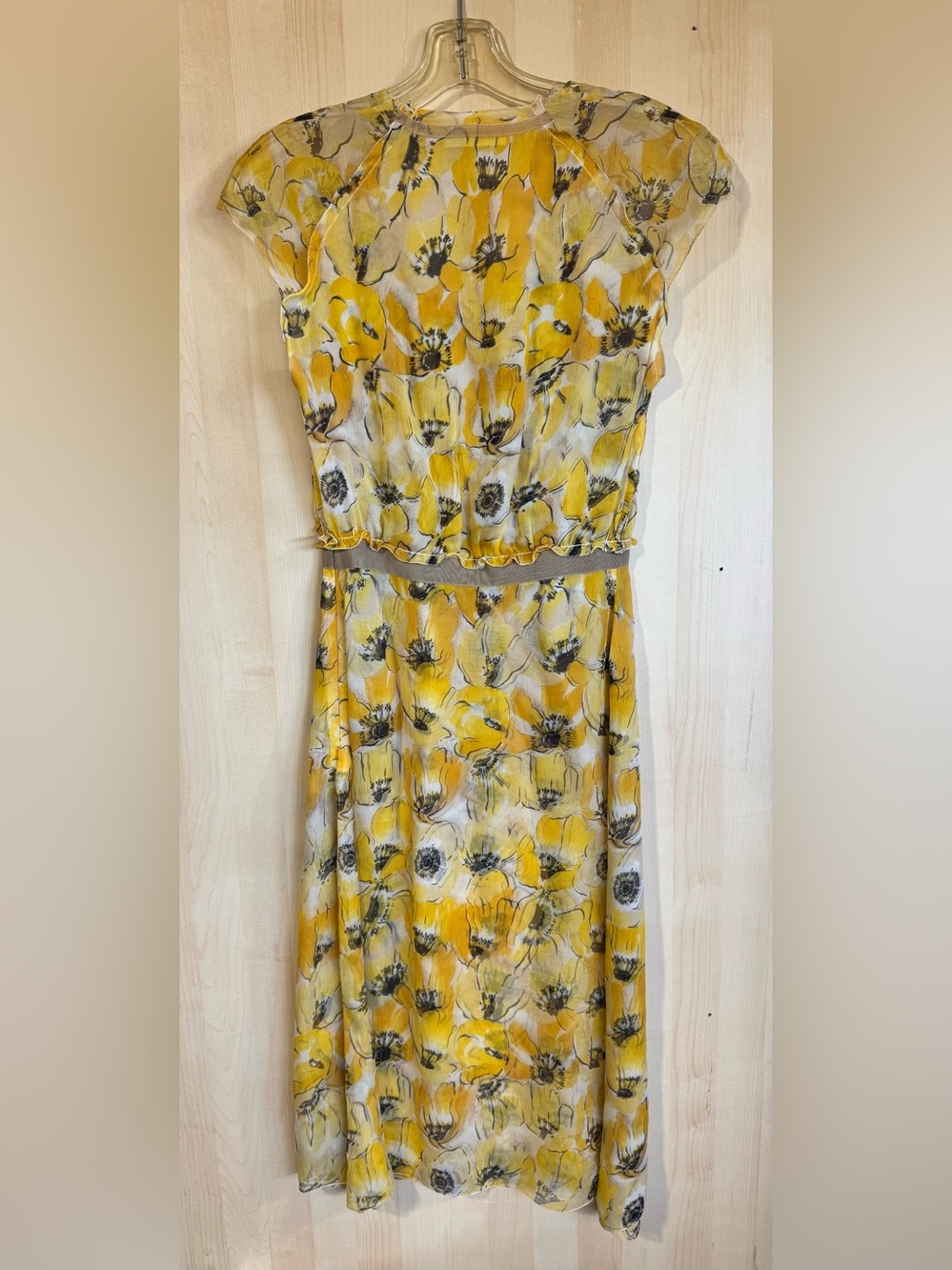 Prada Vintage Yellow Floral Sleeveless Dress, Circa 2000 Runway size 40
